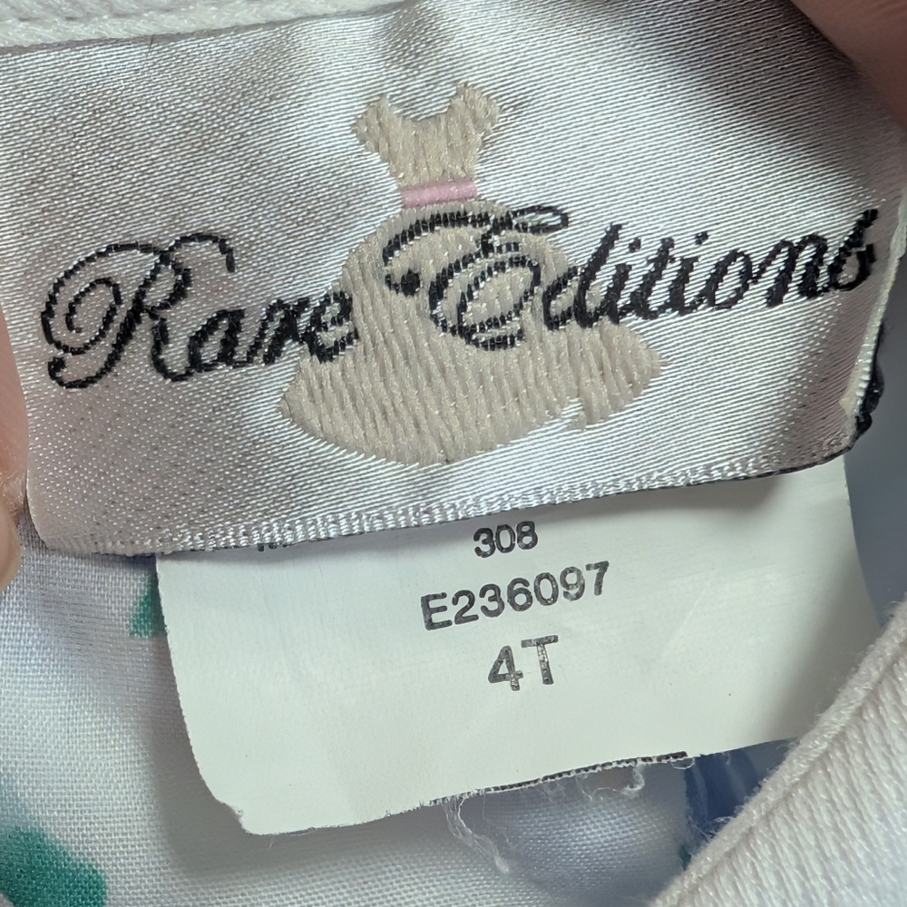 Rare Editions White Dress with Blue Floral Smocking Girls Size 4T - Picture 7 of 7